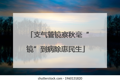 支气管镜察秋毫“镜”到病除惠民生